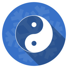 Poster - ying yang blue flat design christmas winter web icon with snowflake