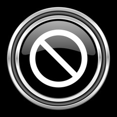 Poster - access denied silver chrome metallic round web icon on black background