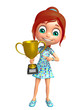 kid girl with Winning cup