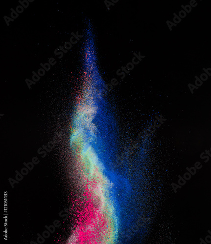 Freeze motion of colored dust explosion.