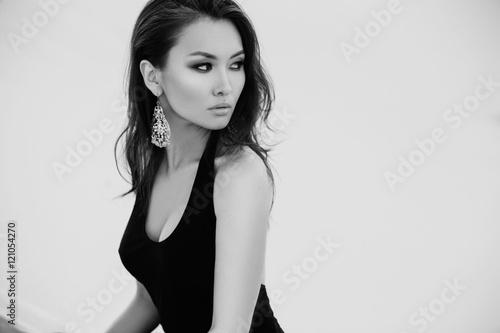 Beautiful Sexy Asian Woman In Desert Black And White Photo Beautiful Sexy Asian Woman In Desert Black And White Photo
