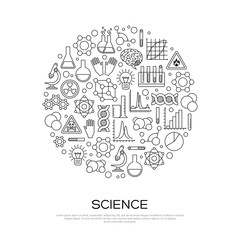 Wall Mural - chemistry line icons in circle