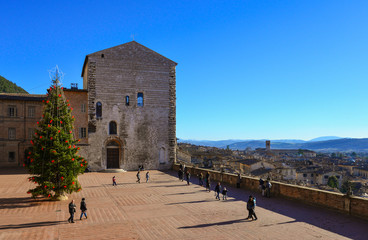 Wall Mural - Gubbio (Italy) - One of the most beautiful medieval towns in Europe, in the heart of the Umbria Region, central Italy, during the Christmas holidays.