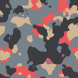 Seamless blue and red fashion camo pattern vector