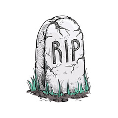 Sticker - RIP tomb grave stone sketch icon