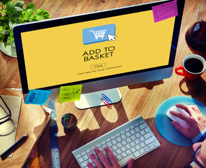 Wall Mural - basket buying cart commerce consumerism digital concept