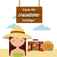 Poster - enjoy the vacations holidays vector illustration design