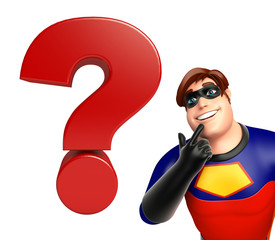 Sticker - Superhero with Question mark sign