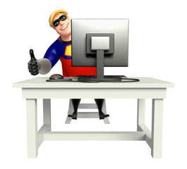 Poster - Superhero with Computer