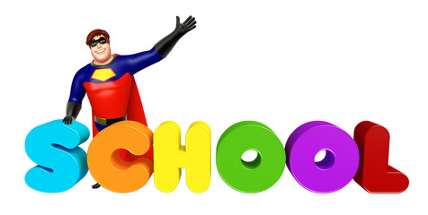 Wall Mural - Superhero with School sign