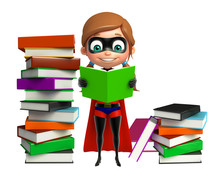 Supergirl With Book Stack