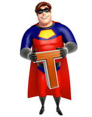 Sticker - Superhero with  Alphabet T