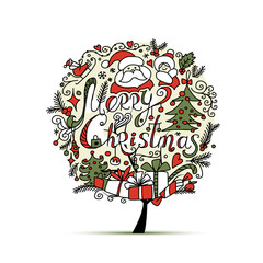 Wall Mural - Christmas tree, sketch for your design