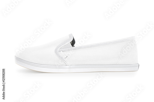 Download Blank white slip-on shoe design mockup, side view ...