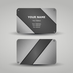 Wall Mural - Business Card Template with Metallic Pattern Design
