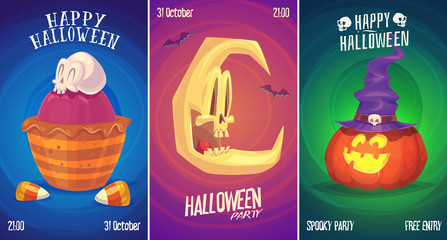 vector set of halloween illustrations