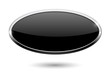 Oval black button. Web icon with chrome frame