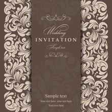 Invitation Cards In An Old-style Beige And Brown