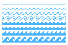 Blue Line Ocean Wave Ornament Pattern