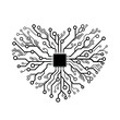 A concept of information technology logo. Vector circuit board heart