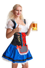 Wall Mural - Beautiful young blond girl of oktoberfest beer stein