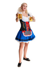 Wall Mural - Beautiful young blond girl of oktoberfest beer stein