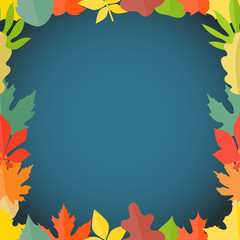 Poster - Different color autumn leaves greeting frame