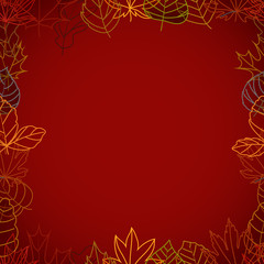 Poster - Different color autumn leaves vector frame