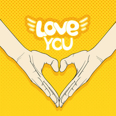 Aufkleber - Abstract valentine`s hearts of human hands. Love you concept