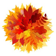 Poster - Color leaves vector illustration. Hello autumn concept