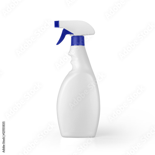 Láminas White blank plastic spray detergent bottle isolated on white background