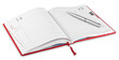 © alexlukin - Opened red diary and pen