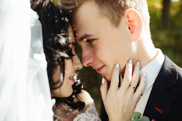 Bridal couple close to each other