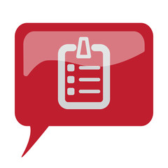 Wall Mural - Red speech bubble with white Checklist icon on white background