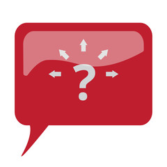Wall Mural - Red speech bubble with white Question Mark Arrows icon on white