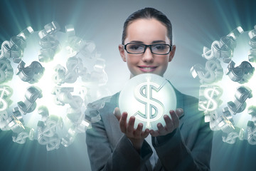 Wall Mural - Businesswoman in american dollar concept