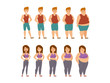 © Vectorvstocker - Fat cartoon people different stages vector illustration