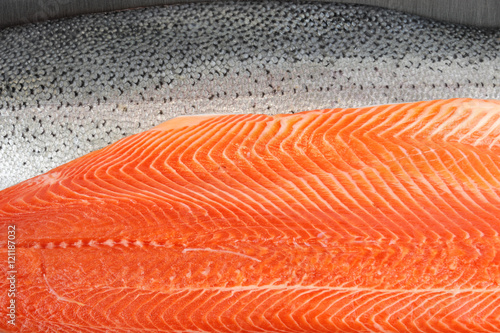 Fotografie, Obraz close up on fresh salmon fillet background