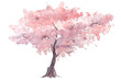 cherry trees watercolor illustration