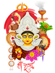 Poster - Goddess Durga in Subho Bijoya Happy Dussehra background