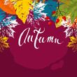 © lilam8 - Autumn background with leaves imprints. Vector illustration