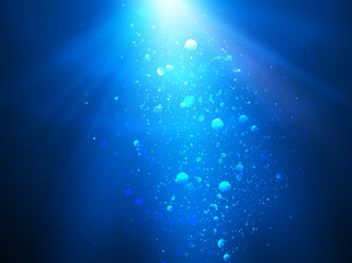 Abstract blue water background with sunbeams, backgrounds for your design