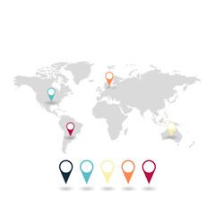 Wall Mural - world map with pointers set. vector illustration.