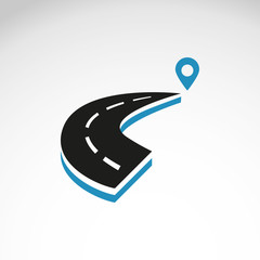 Wall Mural - road highway with pin map marker concept