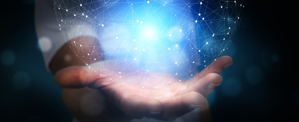 Aufkleber - Businessman using data network with his fingers