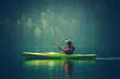 canvas print picture - Kayak Tour on the Lake