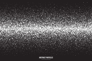 Wall Mural - abstract bright white shimmer glowing round particles vector background. snowfall effect. falling sc