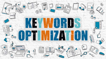 Wall Mural - keywords optimization in multicolor. doodle design.