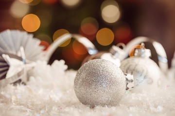 Aufkleber - extreme close up view of white baubles 