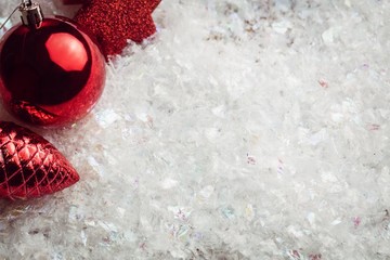 Aufkleber - Overhead view of red baubles